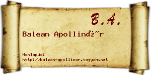 Balean Apollinár névjegykártya